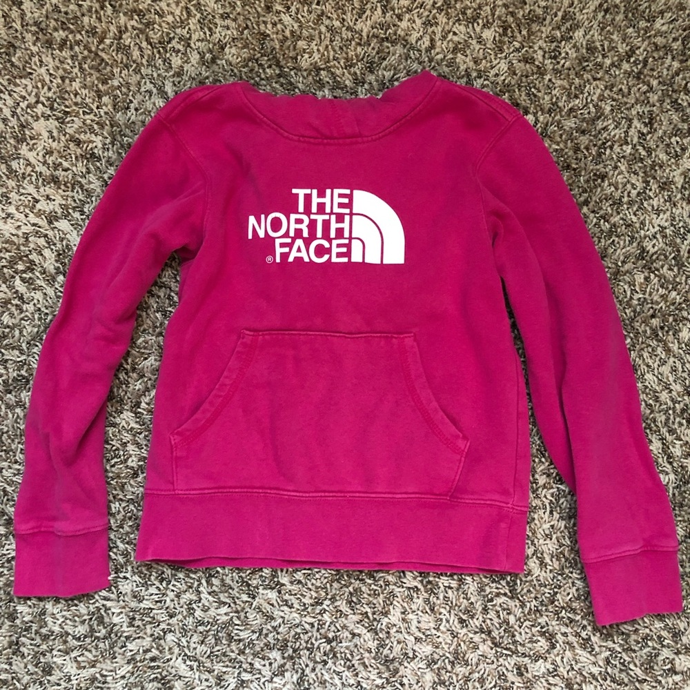girls fuchsia North Face hoodie